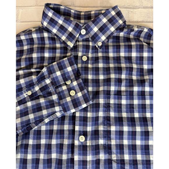 Jos. A. Bank Stretch Tailored Fit Button Down Shirt Men's LARGE Plaid Blue - Picture 1 of 6